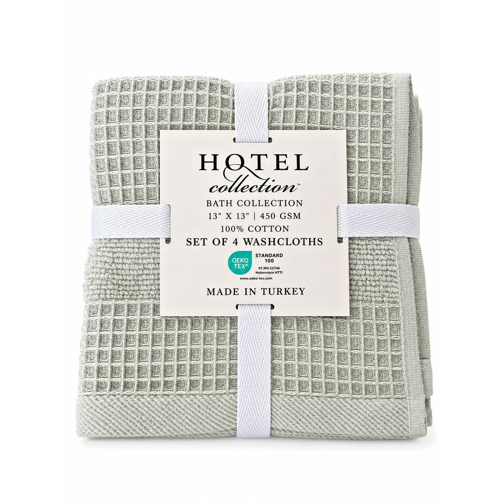 Hotel Collection Washcloths Facecloths Sage Green Absorbent Soft Cotton Set Of 4